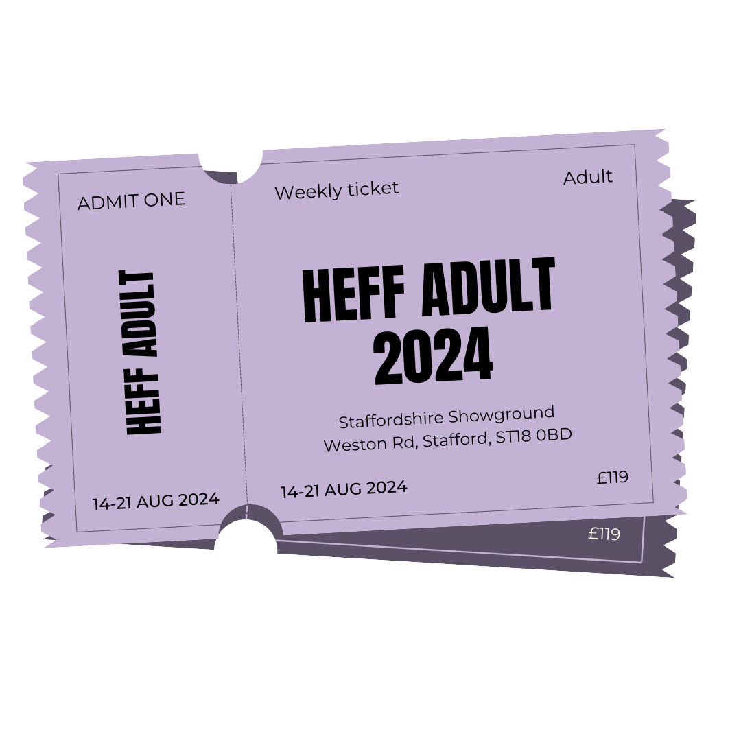 Graphic mock up of a ticket for HEFF