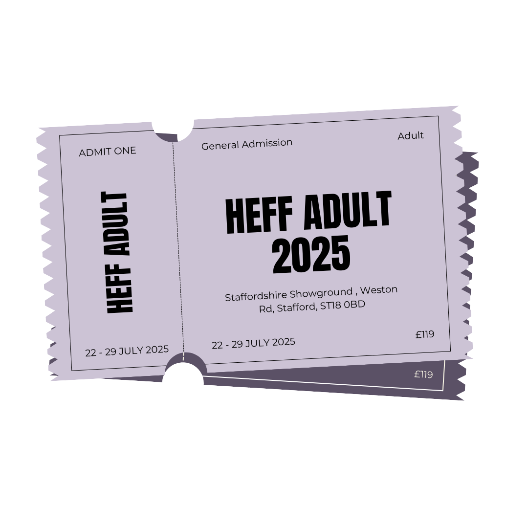 Graphic mock up of a ticket for HEFF